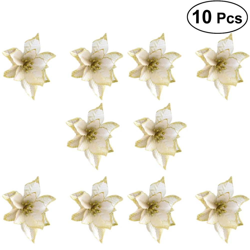 10pcs 13cm Glitter Artificial Wedding Christmas Flowers XMAS Tree Wreaths Decor Ornament | Дом и сад