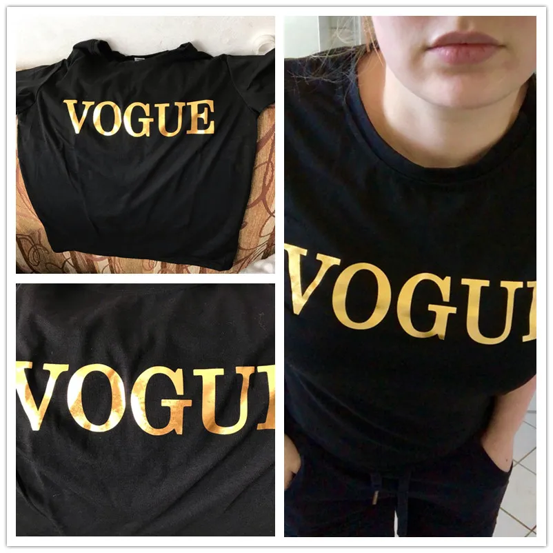 Женская футболка с принтом VOGUE модная летняя XS-4XL большие размеры 2019 | одежда