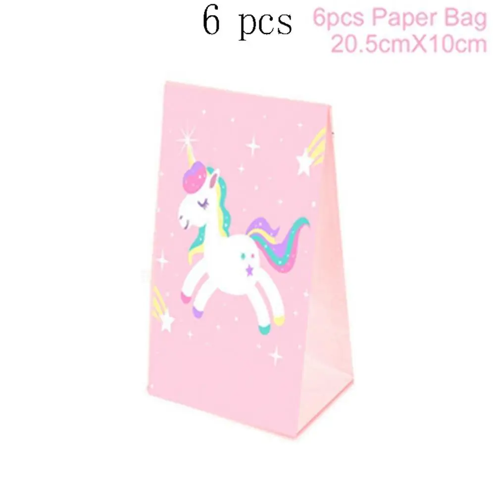 A Unicorn bag 6pcs Волнистые полосы бронзовые крафт-бумажные пакеты для попкорна мешок конфет коробка Рождество Goodie сумки напечатанные бумажные лакомства бумажные сумки бумажный Свадебный декор - Цвет: A Unicorn bag 6pcs