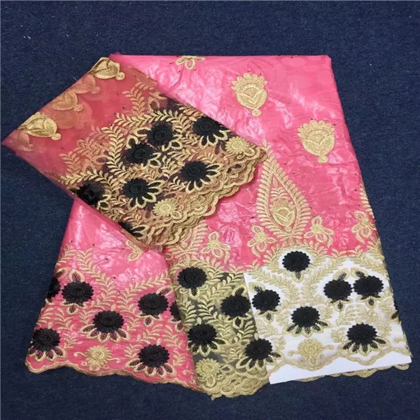 (5 ярдов + 2 ярдов) 2018 Новый дизайн Африканский Базен Riche Getzner ткань с вышивкой тюль