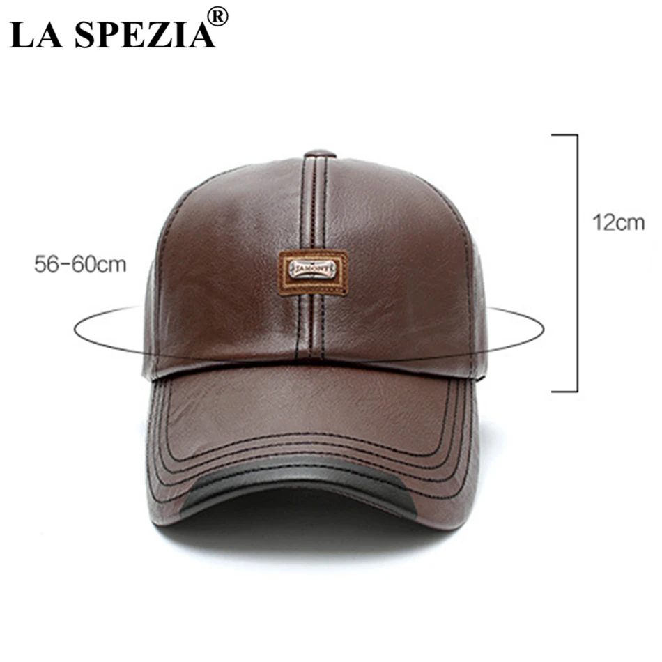 LA SPEZIA, Мужская кепка, черная кожа, бейсболка, s, мужская, регулируемая, Классическая, с длинными полями, из искусственной кожи, осень, зима, для вождения, бейсбольная кепка