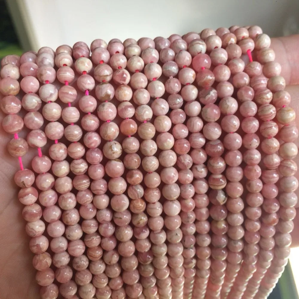 Круглые Rhodochrosite бисер из натурального камня для самостоятельного изготовления