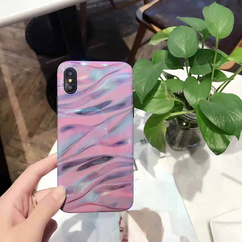 Красивые фиолетовые волнистые линии мягкая фотография для iphone8plus 7 7plus X Blue Ray