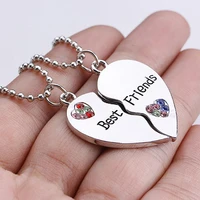 heart shaped stitching good friend series inlaid colored rhinestone necklace carving best friend female jewelry direct sales