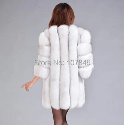 Женское пальто из натурального Лисьего меха зимний Тренч с рукавом 3/4 верхняя