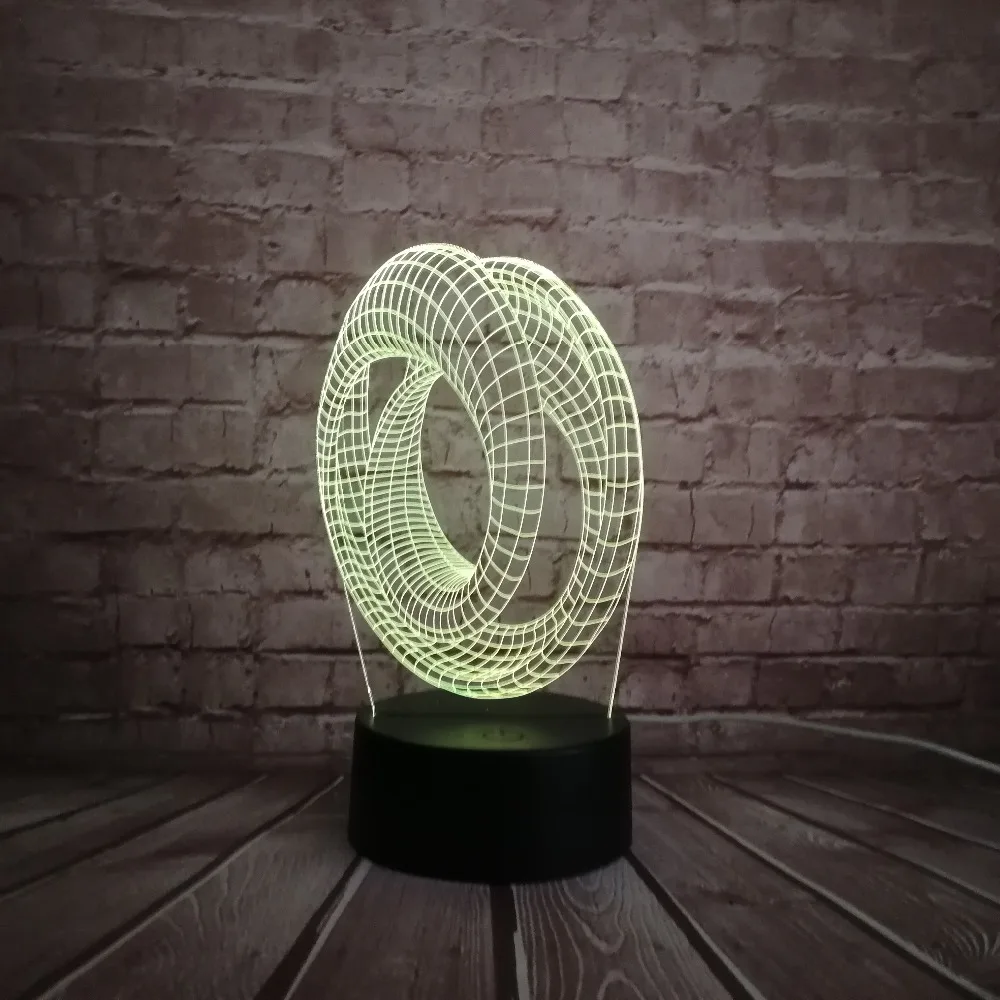 Двойная кольцевая абстрактная 3D USB Светодиодная лампа Современные