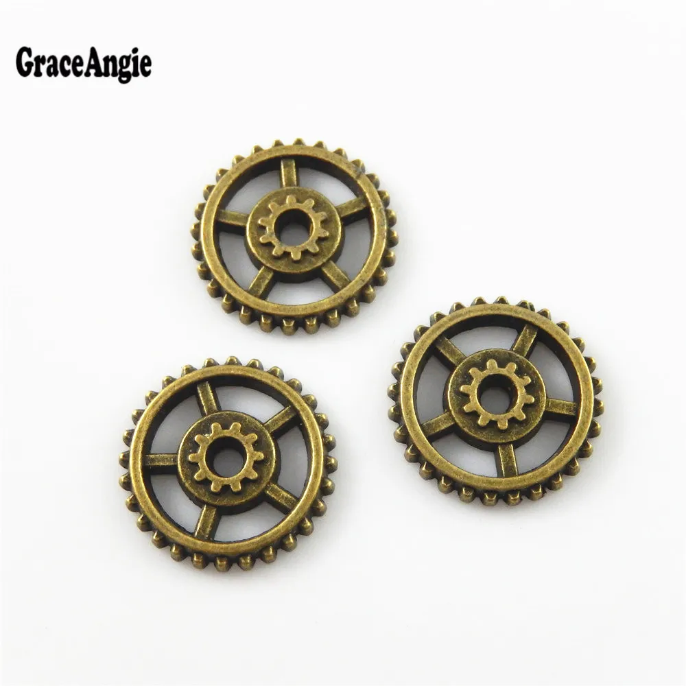GraceAngie 25PCS Antique Bronze Retro Style Small Gear Wheel Jewelry Making Accessory Scrapbook Pendants Wholesale Price 52652 | Украшения