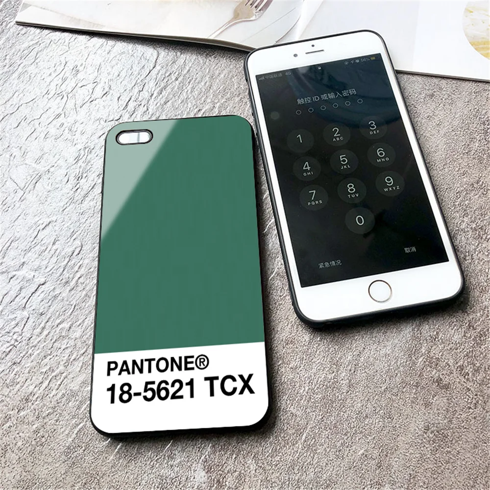 Роскошное популярное закаленное стекло чехол для телефона для iphone 6 6S 7 8 Plus 5 5S SE X XR XS MAX новейшая цветная карта Pantone