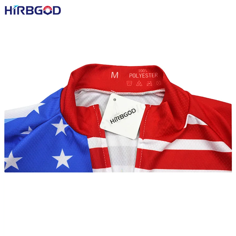 HIRBGOD статуя свободы США флаг полоса для мужчин Велоспорт Джерси с коротким
