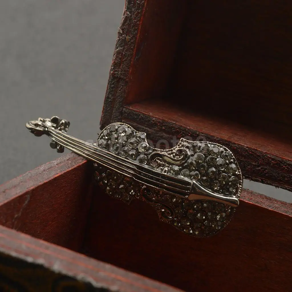 Модная креативная полнокристаллическая скрипичная музыкальная брошь для