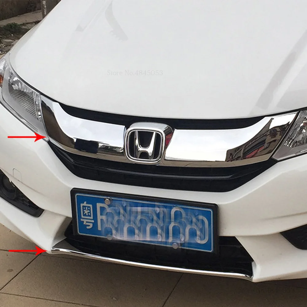 Для Honda City 2015-2018 ABS Хромированная внешняя Передняя средняя решетка для гриля