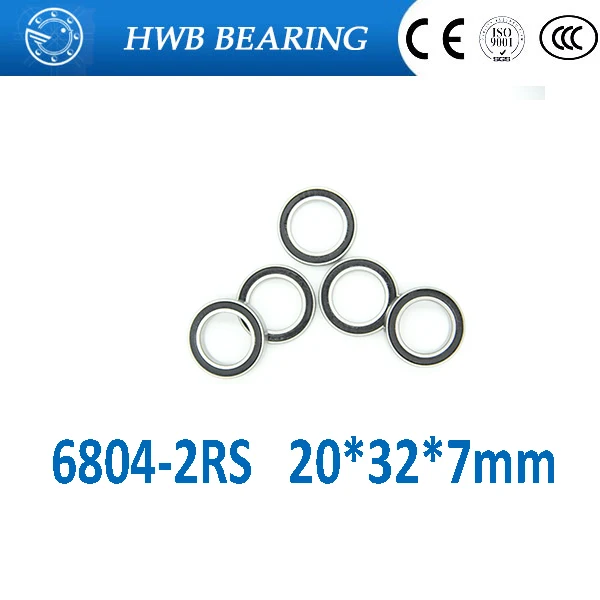 Бесплатная доставка 2 шт. шарикоподшипники с глубоким желобом 20x32x7 мм 6804-2RS 6804RS 6804