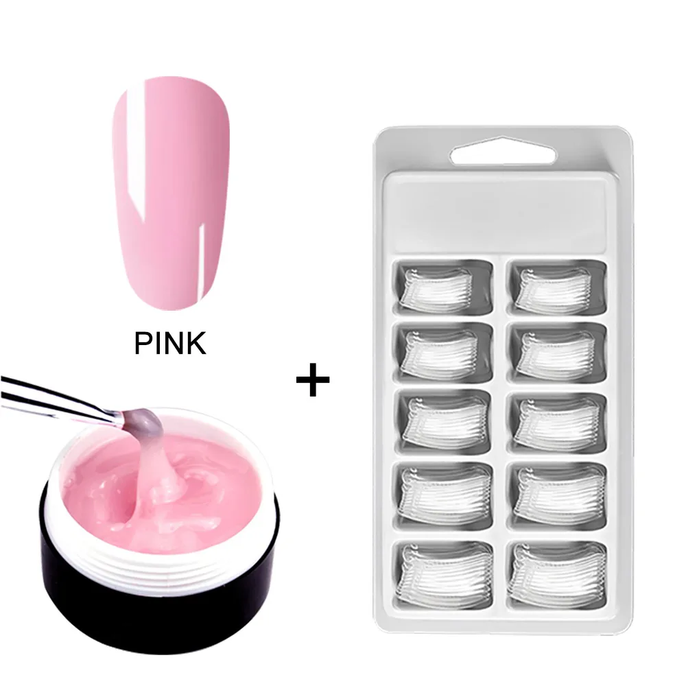 1 Pink 100pcs Model MIZHSE УФ-гель полигель-лак для ногтей полигель-набор для рисования ногтей лак для наращивания акриловый дизайн ногтей кристалл УФ-смола строительный Гель-лак - Цвет: 1 Pink 100pcs Model