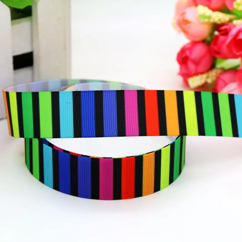 7/8 ''Бесплатная доставка Неоновые шеврон полосы в горошек grosgrain ленты