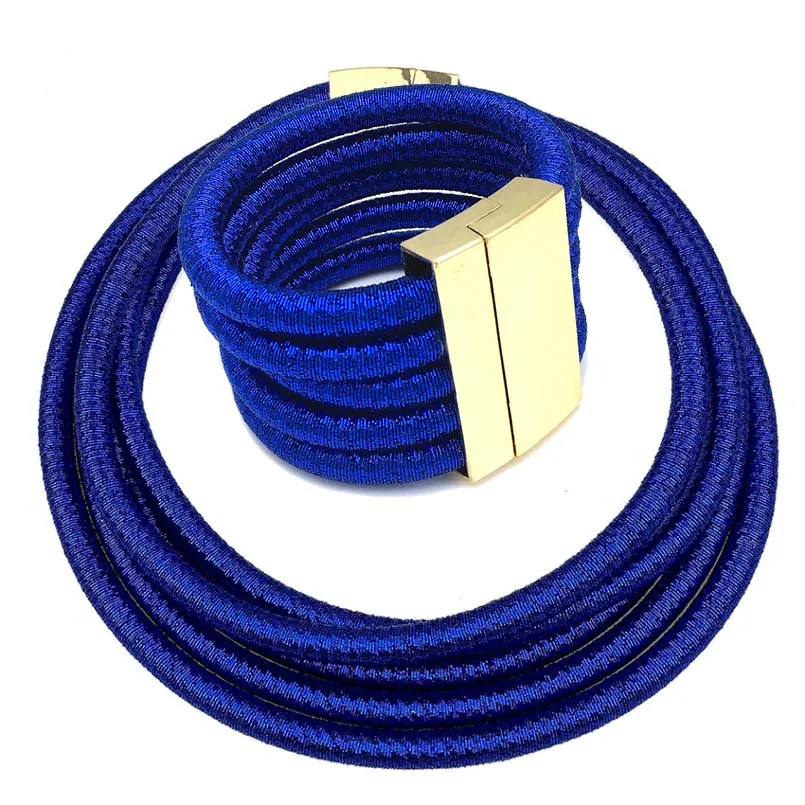 Blue Set UKEN, Модные Ювелирные наборы, для женщин, Богемия, многослойное колье, ожерелье, браслет, наборы Ким Кардашьян, массивные ювелирные изделия, Bijoux femme - Окраска металла: Blue Set