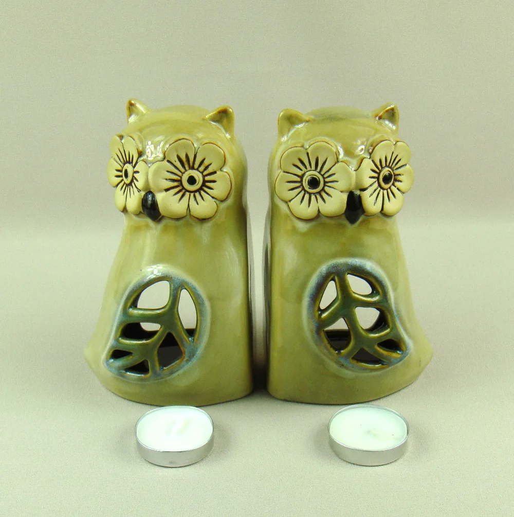Ажурный фарфоровый подсвечник-Сова Декоративная скатерть керамика Hooter парные