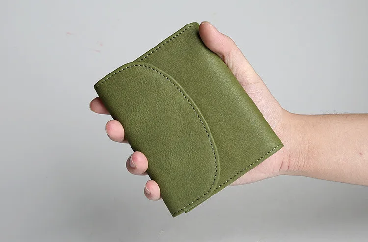 Green Мужские кошельки из натуральной кожи Crazy Horse, кожаный короткий Мужской кошелек, держатель для карт, кошелек с зажимом, клатч, три сложения, кошелек - Цвет: Green