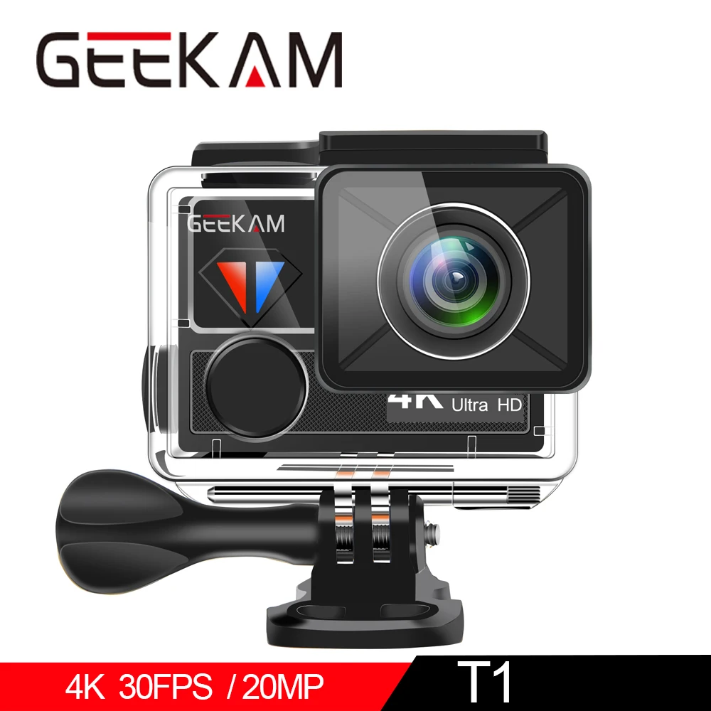 Экшн-камера T1 с сенсорным экраном Ultra HD 4K 30fps 20MP WiFi Водонепроницаемая камера на шлем для езды на велосипеде для экстремальных видов спорта