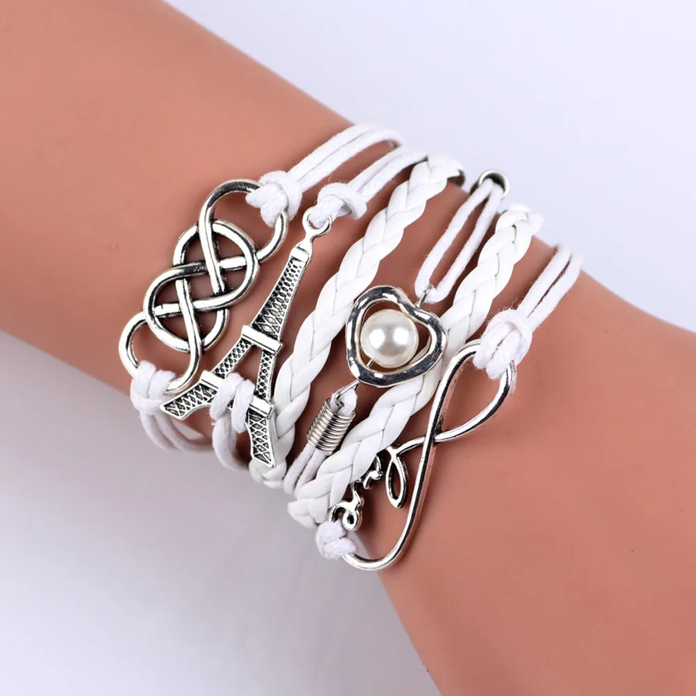 Женский браслет мужской Эластичный Boho ювелирное изделие любовь бесконечность