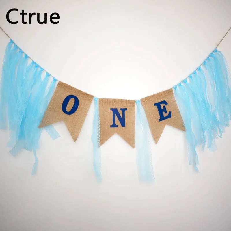 Ctrue Custom 1 день рождения I Am One кружевной джутовый баннер для маленьких мальчиков и
