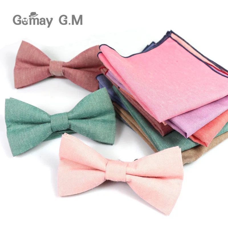 New Men's solid color cotton bow tie double Candy-colored Suit Bowtie Unisex Cotton Double-deck Bowties for Man Male Neckwear |
