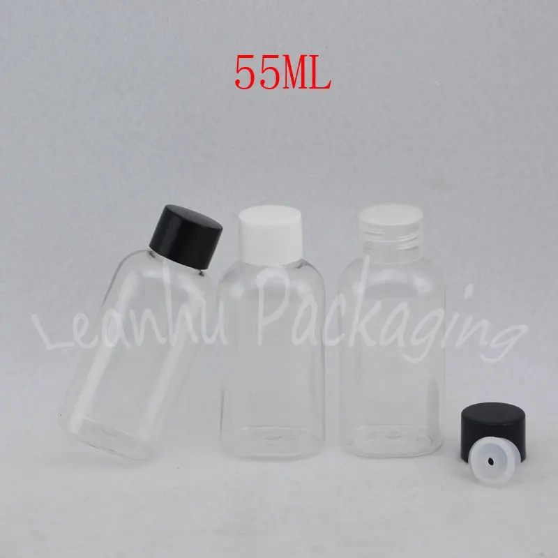 

55 мл прозрачная овальная бутылка с винтовой крышкой, 55CC прозрачная пластиковая бутылка для лосьона, пустой косметический контейнер (50 шт./лот)