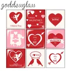 Любовь ко Дню Святого Валентина Сердца узоры 10 шт. Смешанные 12 мм20 мм25 мм30 мм квадратный фото стекло кабошон демо с плоской задней частью, украшения своими руками