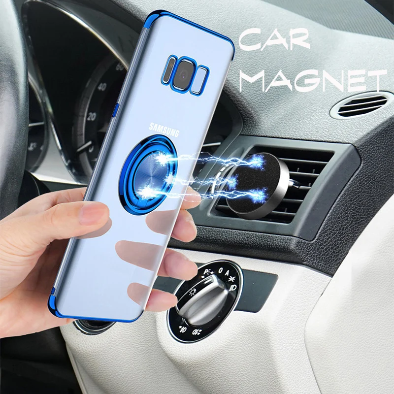 Protective Cover For Samsung Galaxy S9 S8 Note 9 Plus Case Coque Clear 360 Finger Ring S10 lite S10P Soft |