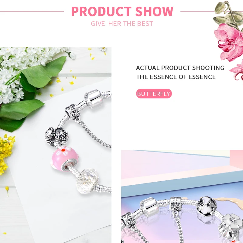 

MISSITA Trendy Lovely Bear Charms Bracelet with Pink Murano Glass Beads Brand Bracelets for Women Party Jewelry Hot Sale