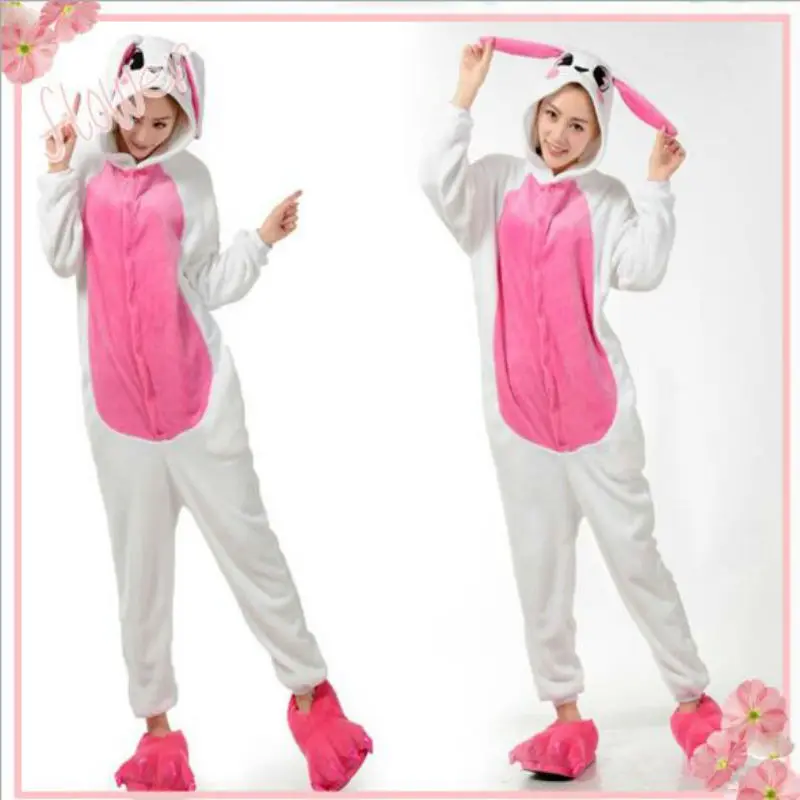 2018 Xmas Gift Adult Unisex New Love Rabbit Onesie Animal Pajamas Kigurumi men women Halloween Costumes Winter Warm Flannel 11 |