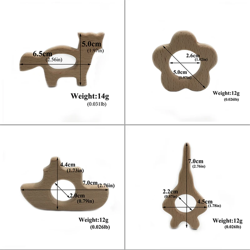 Mordedor de madera para beb&eacute;, juguetes de dentici&oacute;n de madera Natural para beb&eacute;, mordedor de animales de madera para ni&ntilde;o peque&ntilde;o, juguetes calmantes para aliviar el dolor-1