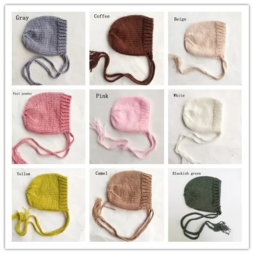 Fashion Hand knitted Baby Cap Photography Props Cute Newborn Hat Bonnet Beanie Fotografia 9 Colors baby shower gift | Детская одежда и