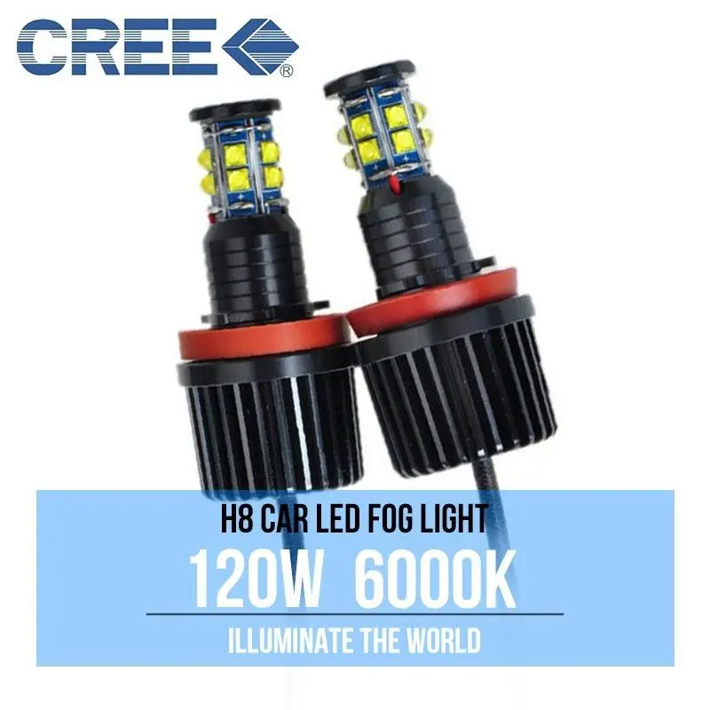 H8 Ангельские глазки светодиодный фары лампы Белый гало кольца CREE чипы 120 Вт