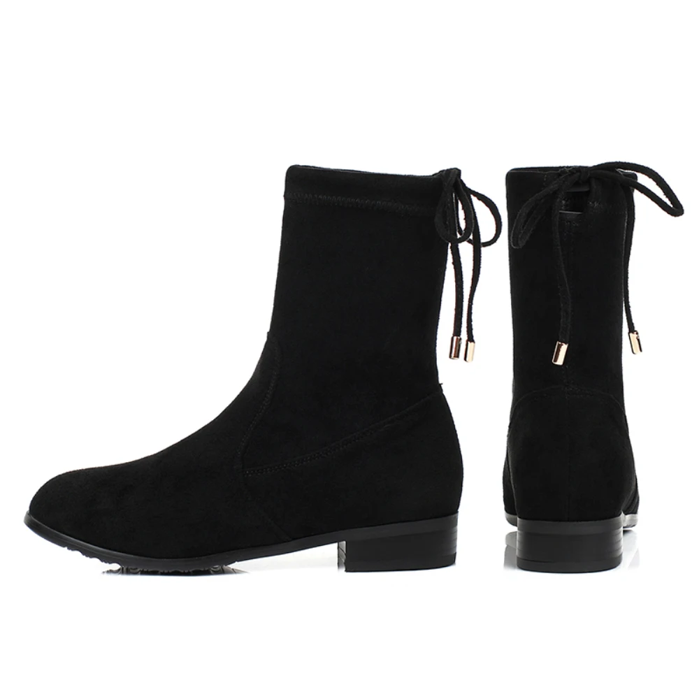 New Ankle Women Boots Wild Korean Version Soft Leather Elastic Fabric Spring Autumn Winter Martin Socks | Обувь