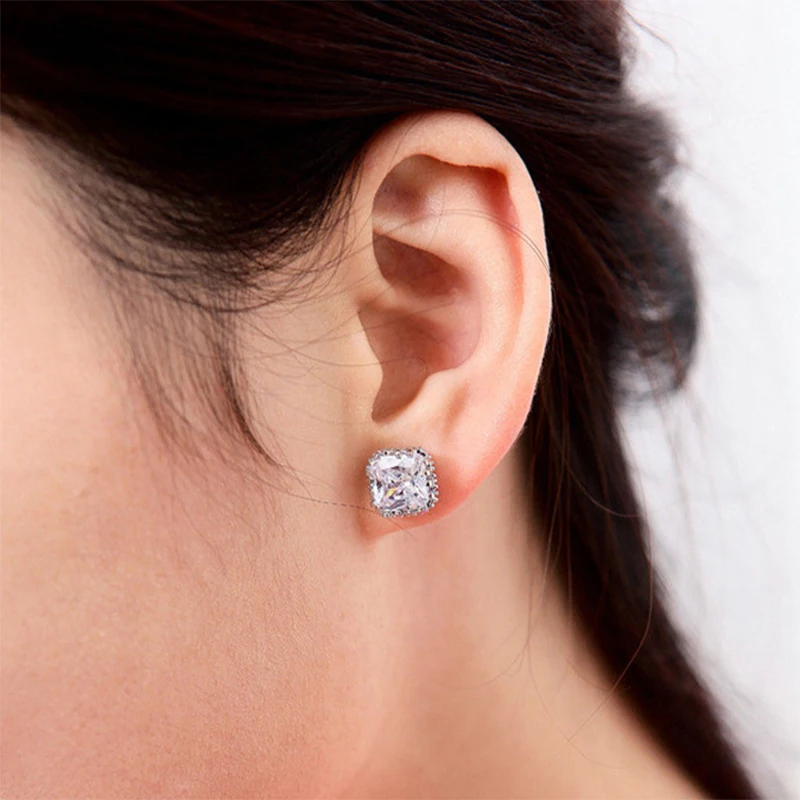 DOKOL модные серьги принцессы с цирконием кубической огранки серебро/розовое