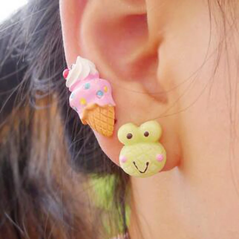 Серьги-гвоздики в виде мороженого гамбургера 1 шт. | Украшения и аксессуары