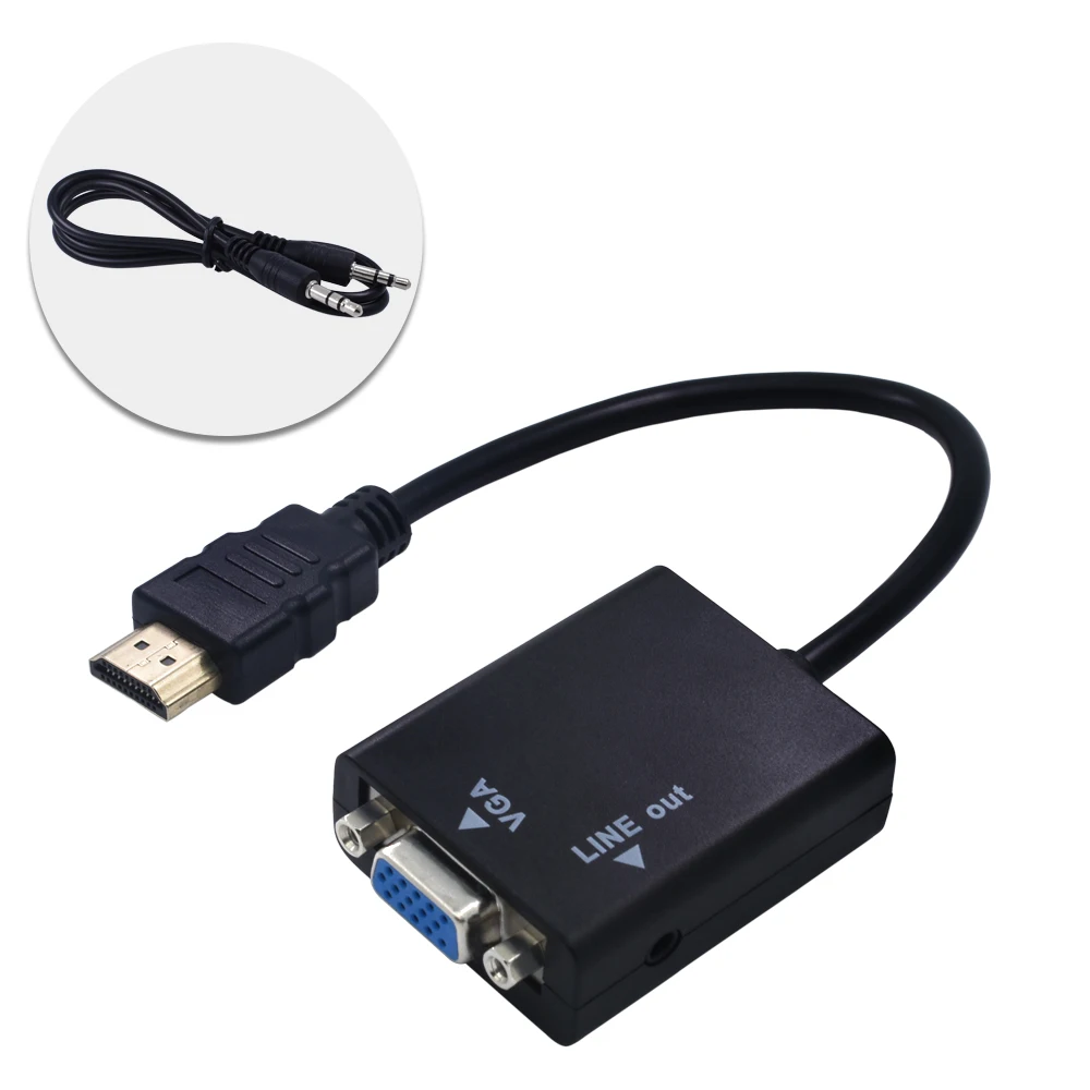 Высококачественный адаптер HDMI в VGA TISHRIC HDMI2VGA HD 1080P аналоговые аудио и видео кабели