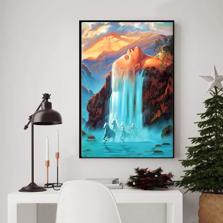 5D DIY Алмаз Картина лошадь водопад красоты вышивка полный круговой алмазной