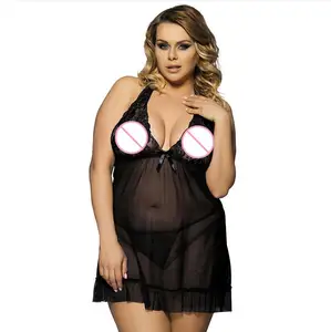 Ночная сорочка женская кружевная, с глубоким V-образным вырезом и бантом