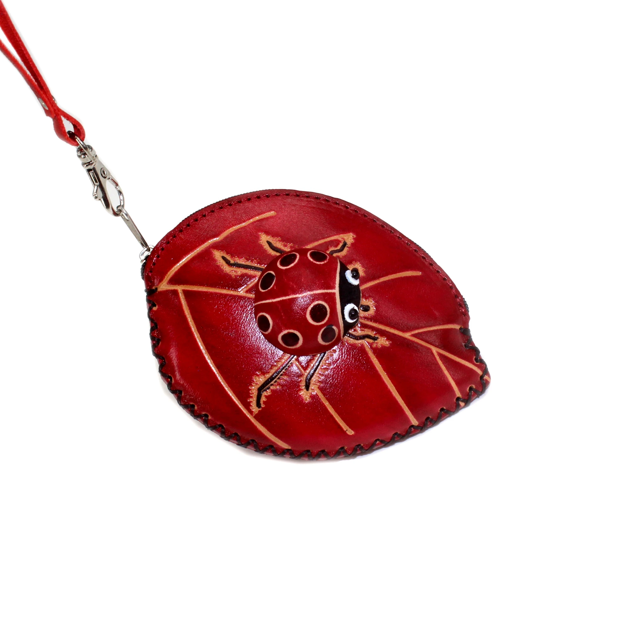 Кошелек для монет из натуральной кожи, женские кошельки и кошельки, женские сумки для монет moneys, сумочка для девушек, держатели для карт, Дамский мини-кошелек с листьями - Цвет: Красный
