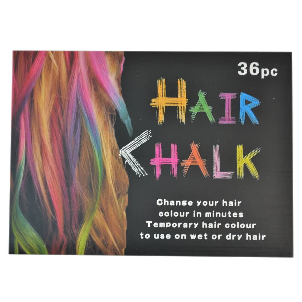 

[ Funny ] Fashion 36 colors Spa Hair Chalk Salon Craft Kit One-time hair dye toy colorful chalk pen girl Pretend dye hair toy