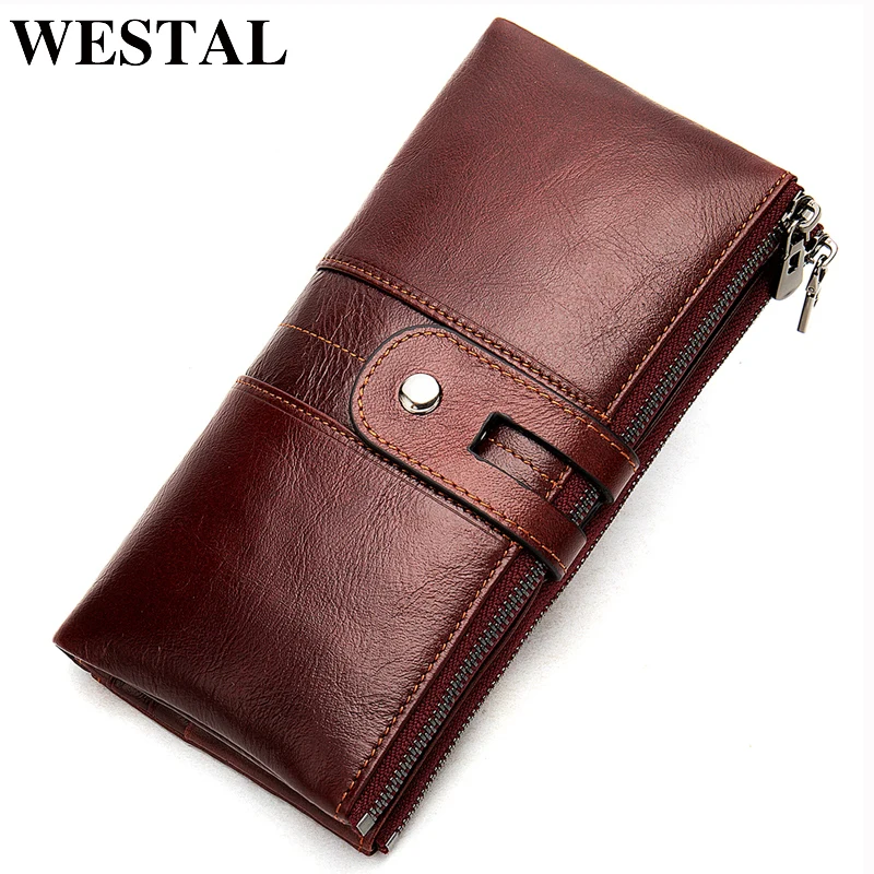 Женский клатч WESTAL, из натуральной кожи, Длинный кошелек, кошелек для женщин, кошелек для монет, 100%