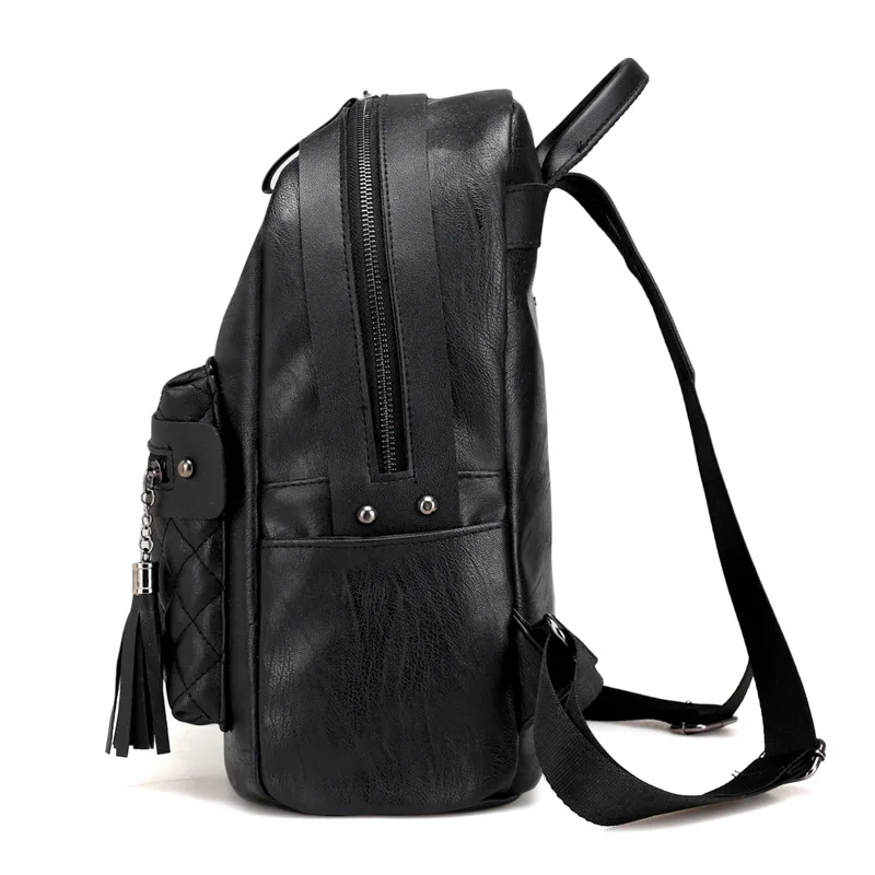 Stylish Women Tassel PU Leather Backpack Casual Travel Party Daypack Bag Girls Female Teenagers Schoolbag mochila for Lady | Багаж и сумки