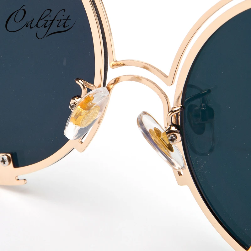 Califit розовый персик зеркальные Солнцезащитные очки для женщин Для розового