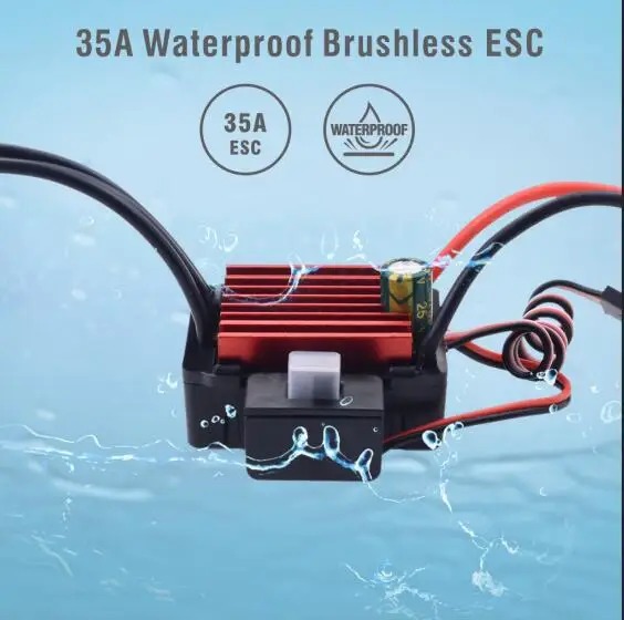 Водонепроницаемый 25A 35A 45A 60A 80A 120A 150A ESC бесщеточный, Скорость контроллер для 1/8 1/10 1/12 1/20 RC автомобиль - Цвет: 35A ESC