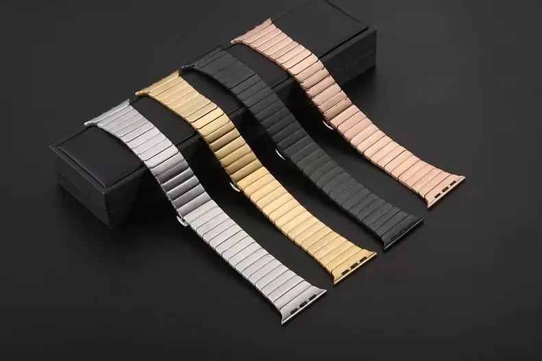 Одноцветное Нержавеющая сталь iWatch Band Ссылка Браслет ремешок для Apple Watch Series 4/3/2/1 ссылка браслет ремешок с Бабочка застежка мужчины
