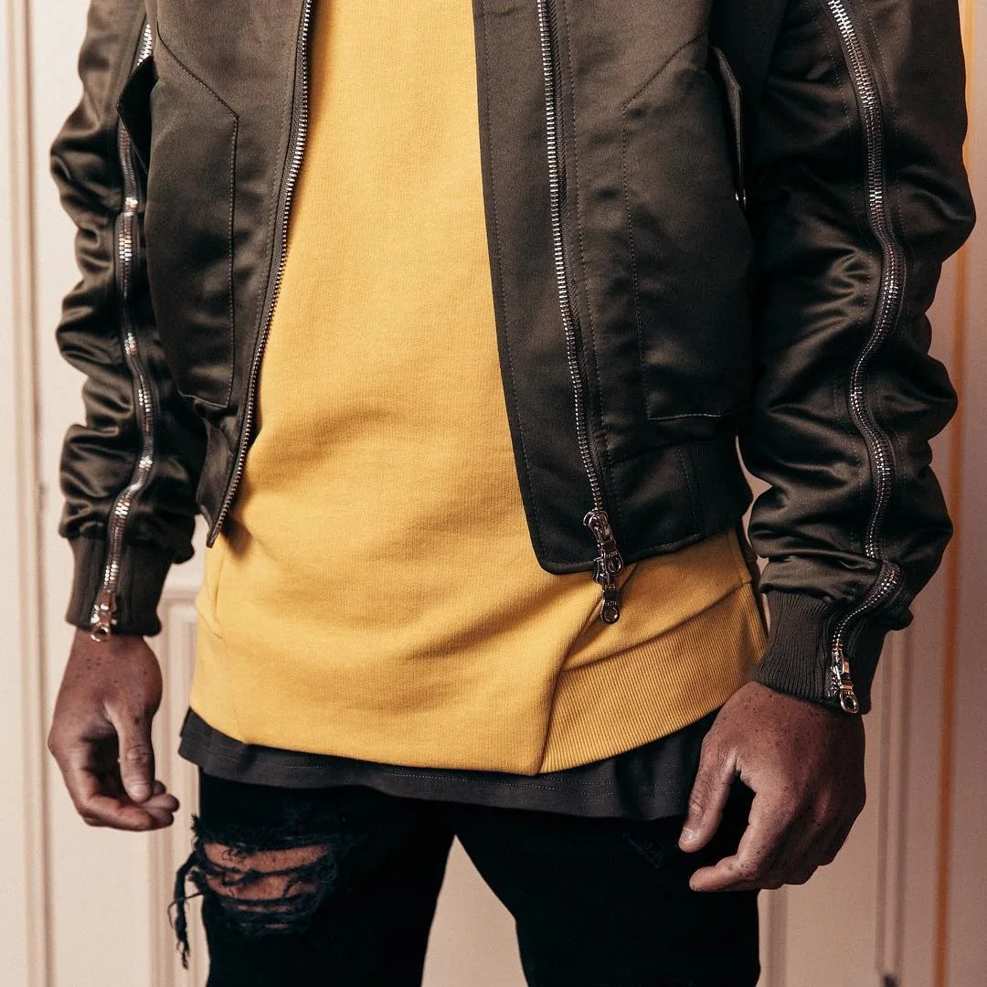 Kanye West, большие размеры, боковая молния, M1, летные куртки,, уличный стиль, свободные, плиссированные, одноцветные, для любителей хип-хопа, куртка-бомбер
