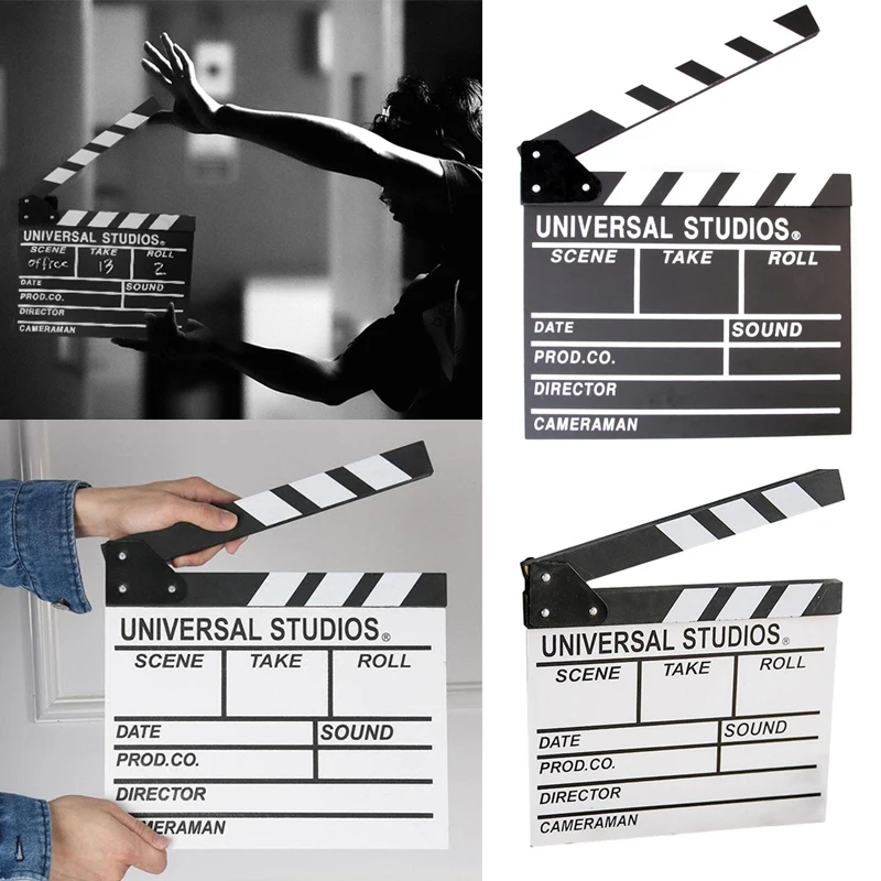 

1Pcs Colorful Clapperboard Clapper Board Acrylic Dry Erase Director TV Movie Film Action Slate Clap Handmade Cut Prop 30x27cm
