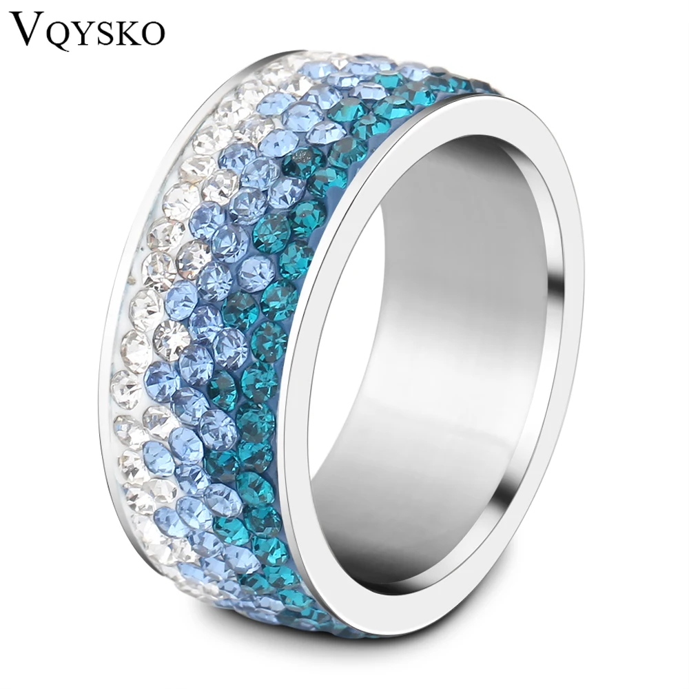 

6/7/8/9# different Color Line Crystal Fashion Jewelry Ring Wholesale Fashion Stainless Steel Ring for women