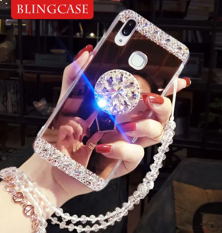 For OPPO A57 A39 A59 F1s R11 R11s Plus R15 Pro R15X K1 R17 A83 Rhinestone Mirror Case Diamond Ring Holder Cover | Мобильные телефоны